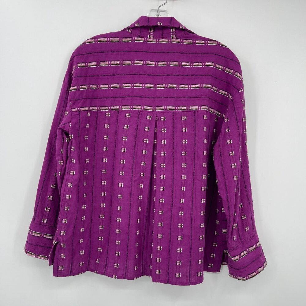 Habitat Pocket Shirt Women's S Purple Oversize Relaxed Fit Lagenlook Chore - Picture 2 of 6